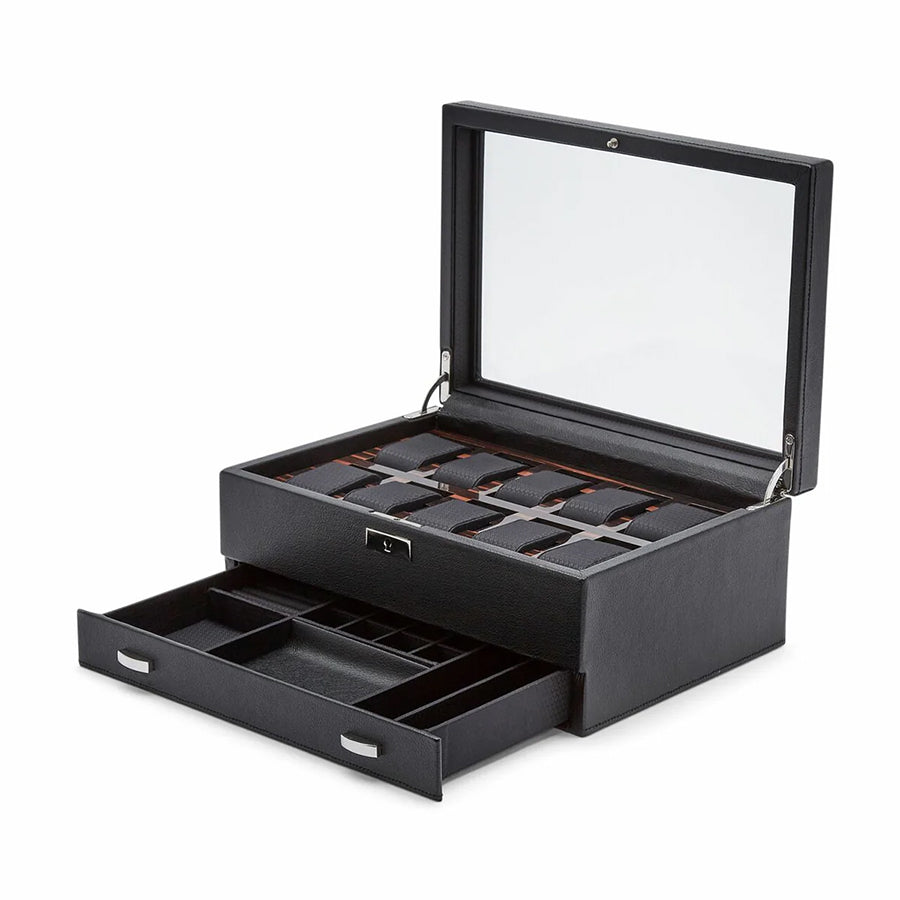 Roadster 10 pc Watch Box with Drawer
