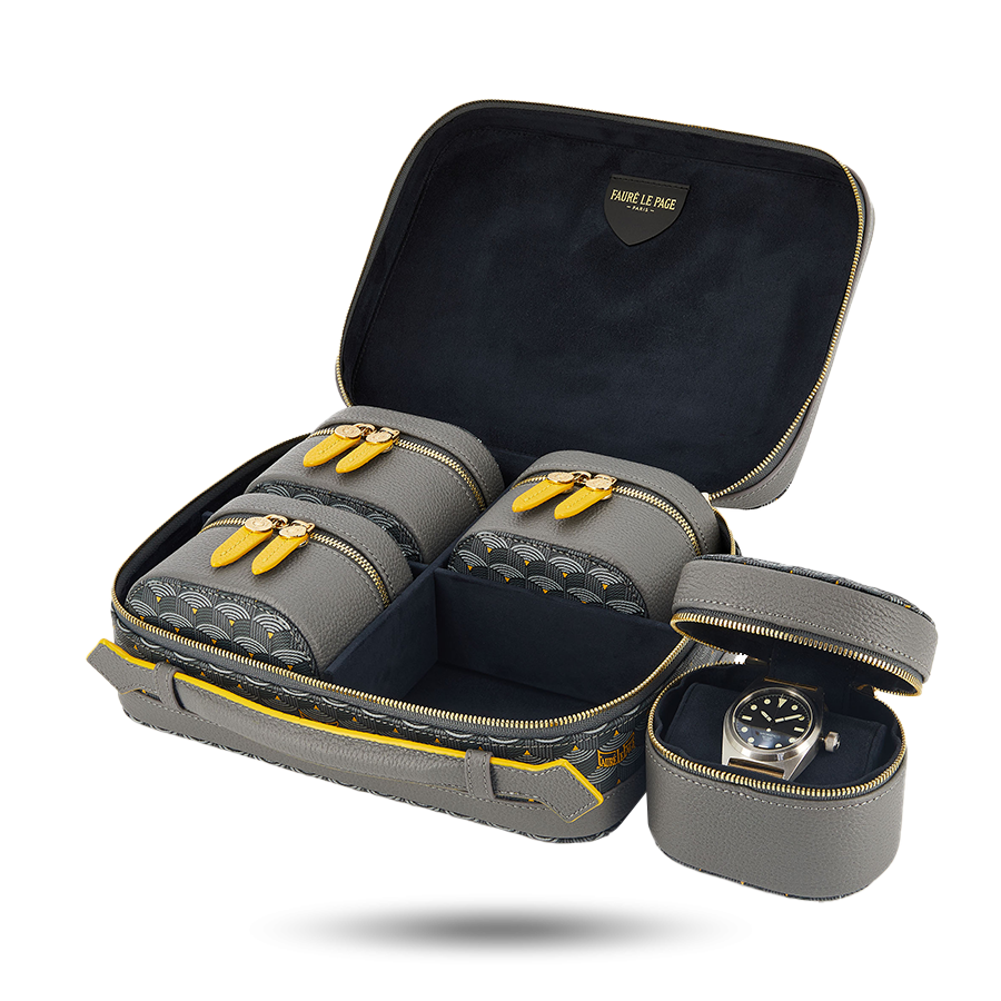 4 Watch Travel Case - Steel Grey