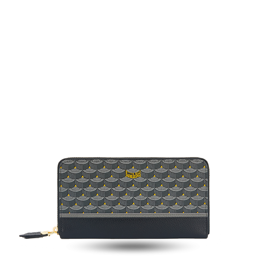 12 Card Zippered Wallet - Powder Black