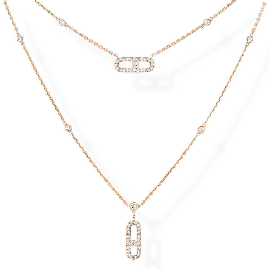 Move Uno 2 Level Diamond Pave Necklace
